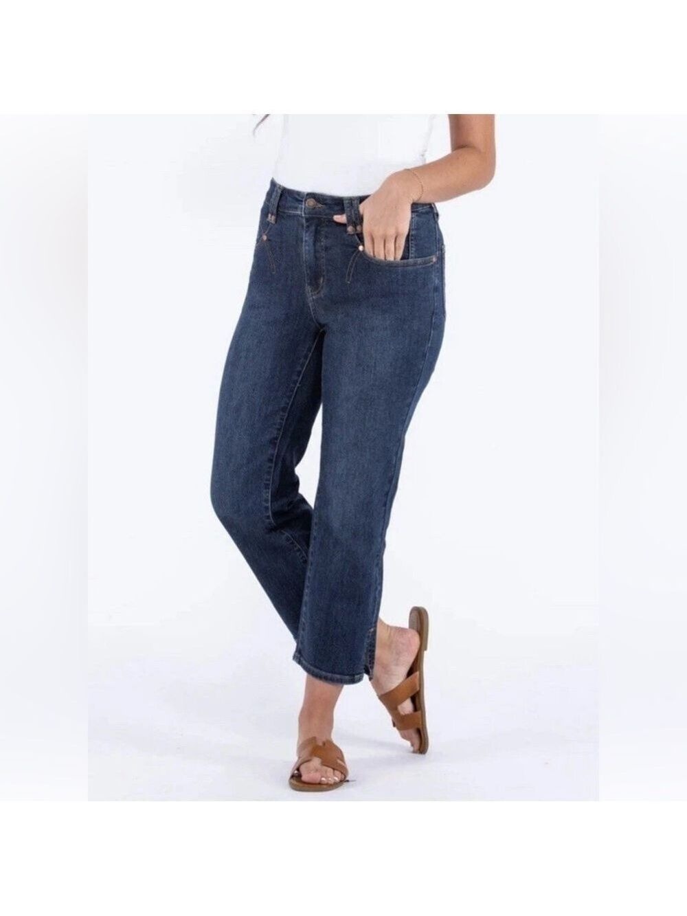 SALE! Judy Blue High Rise Straight Leg Cropped Denim size 31 - Picture 2 of 11